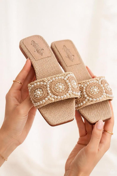 Sandalia Plana María José en Yute con Perlas | Comodidad y Elegancia para Mujer🌸(●'◡'●)